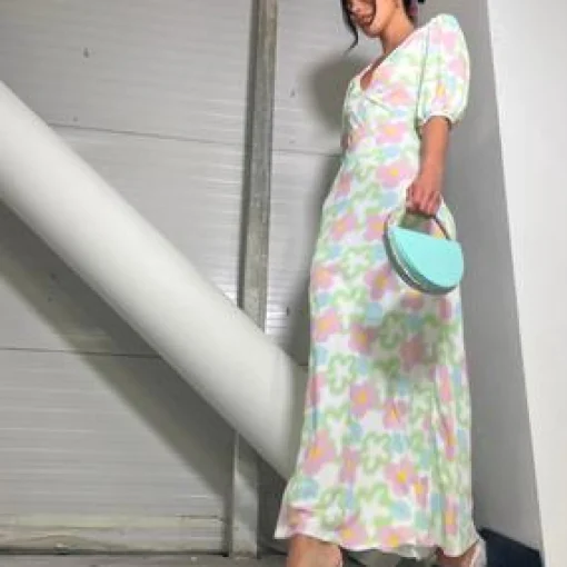 Glamorous Best Dressed Guest|Day Dresses|Multi Blurred Floral Maxi Dress -