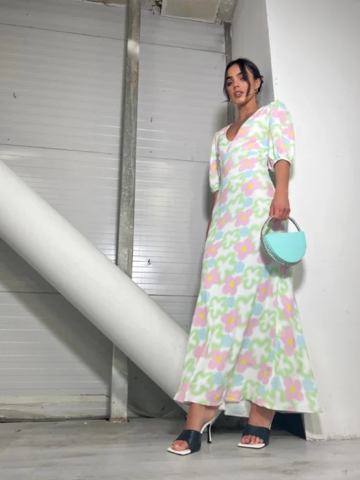 Glamorous Best Dressed Guest|Day Dresses|Multi Blurred Floral Maxi Dress -