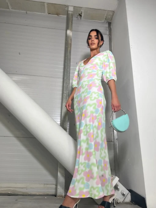 Glamorous Best Dressed Guest|Day Dresses|Multi Blurred Floral Maxi Dress -