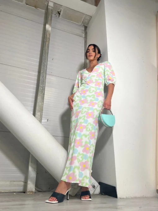 Glamorous Best Dressed Guest|Day Dresses|Multi Blurred Floral Maxi Dress -