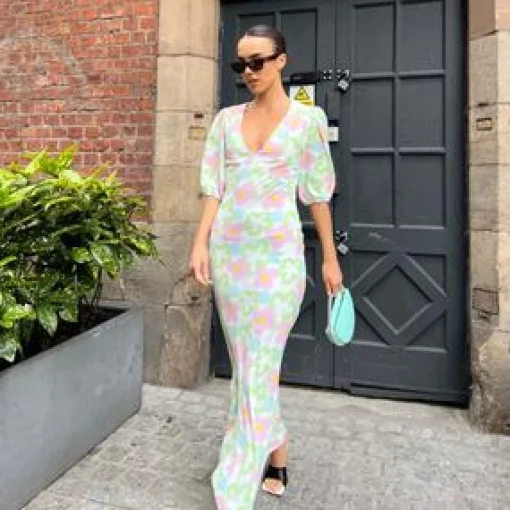 Glamorous Best Dressed Guest|Day Dresses|Multi Blurred Floral Maxi Dress -