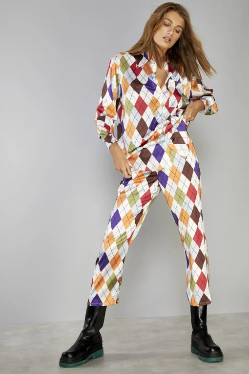 Glamorous Blouses & Shirts|Multi Diamond Button-Up Shirt -