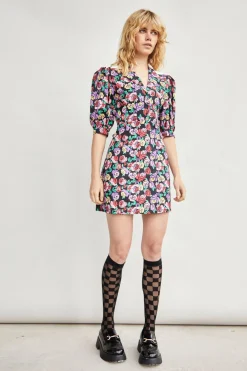 Glamorous Mini Dresses|Mini Dresses|Multi Graphic Rose White Shirt Mini-Dresses -