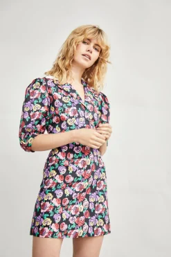 Glamorous Mini Dresses|Mini Dresses|Multi Graphic Rose White Shirt Mini-Dresses -