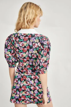 Glamorous Mini Dresses|Mini Dresses|Multi Graphic Rose White Shirt Mini-Dresses -