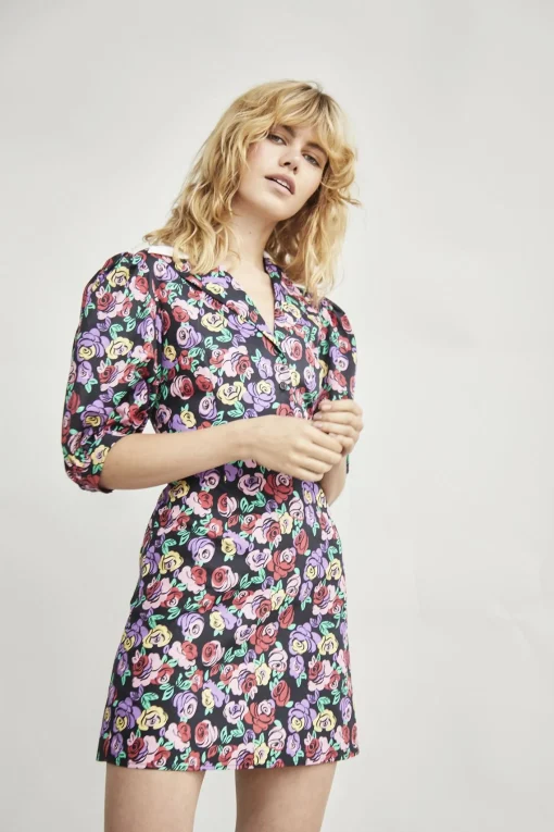 Glamorous Mini Dresses|Mini Dresses|Multi Graphic Rose White Shirt Mini-Dresses -