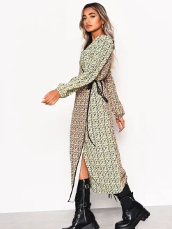 Glamorous Day Dresses|Midi & Midaxi Dresses|Multi Orange-Yellow Ditsy Wrap Midi-Dress -