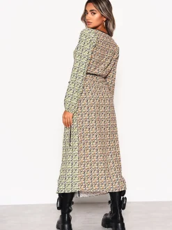 Glamorous Day Dresses|Midi & Midaxi Dresses|Multi Orange-Yellow Ditsy Wrap Midi-Dress -