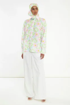 Glamorous Co-ords|Blouses & Shirts|Multi-Blurred-Floral Long Sleeve Shirt -