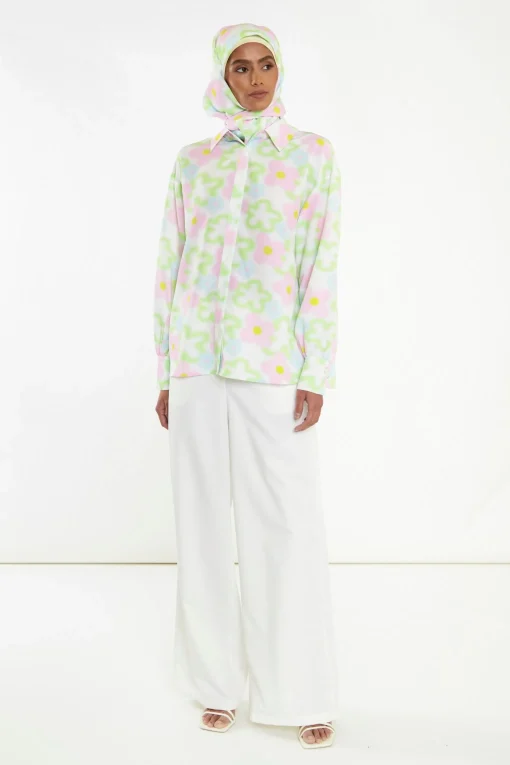 Glamorous Co-ords|Blouses & Shirts|Multi-Blurred-Floral Long Sleeve Shirt -