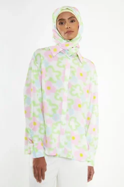 Glamorous Co-ords|Blouses & Shirts|Multi-Blurred-Floral Long Sleeve Shirt -