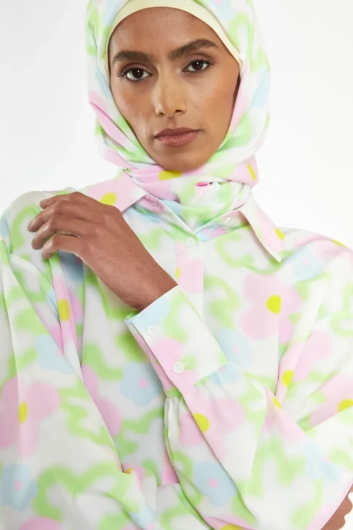 Glamorous Co-ords|Blouses & Shirts|Multi-Blurred-Floral Long Sleeve Shirt -