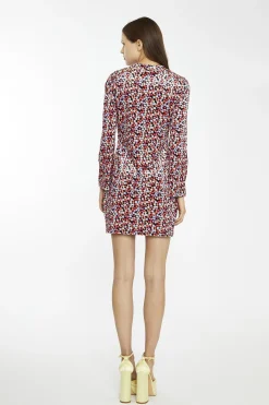Glamorous Mini Dresses|Mini Dresses|Multi-Ditsy-Velvet Long-Sleeve-Peplum Mini-Dress -