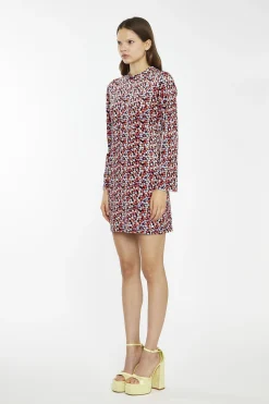 Glamorous Mini Dresses|Mini Dresses|Multi-Ditsy-Velvet Long-Sleeve-Peplum Mini-Dress -
