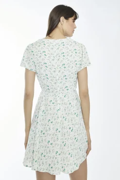 Glamorous Day Dresses|Mini Dresses|Multi-Green Ditsy V-Neck Mini-Dress -