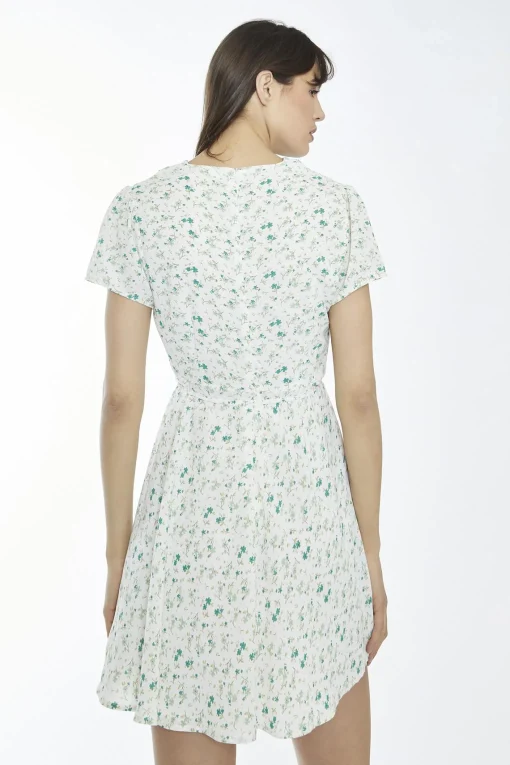Glamorous Day Dresses|Mini Dresses|Multi-Green Ditsy V-Neck Mini-Dress -