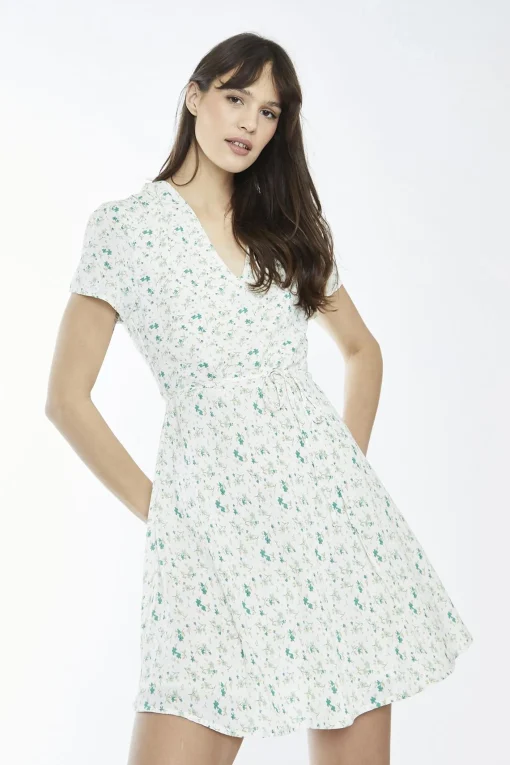 Glamorous Day Dresses|Mini Dresses|Multi-Green Ditsy V-Neck Mini-Dress -