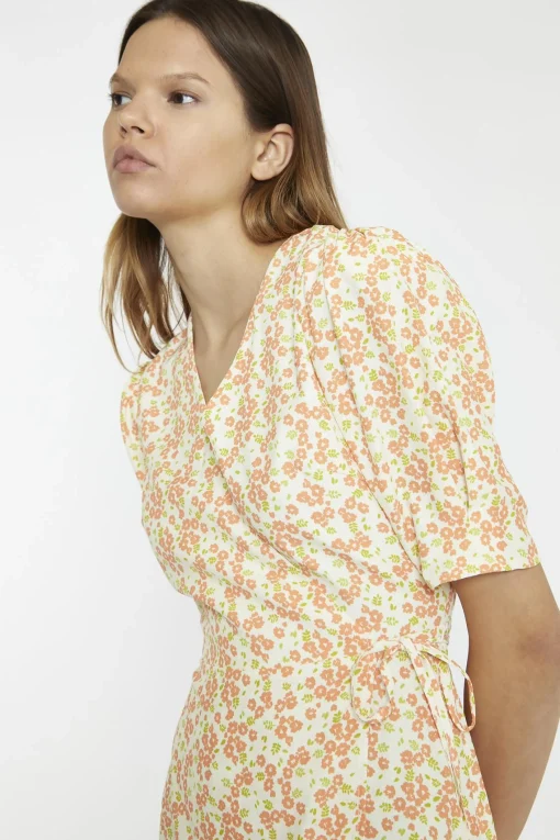 Glamorous Mini Dresses|Mini Dresses|Muskmelon-Multi-Ditsy Wrap Mini-dress -