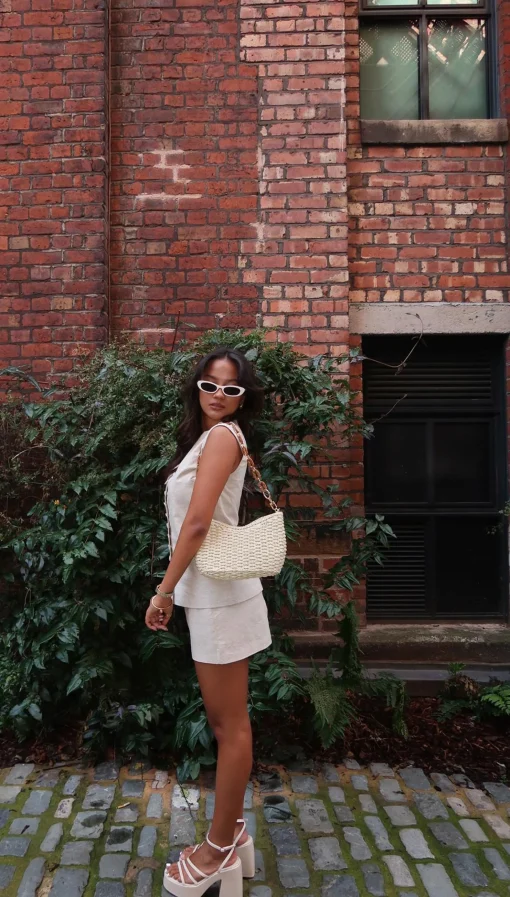Glamorous Tops|Co-ords|Natural-Ecru Button-Up Sleeveless-Top -