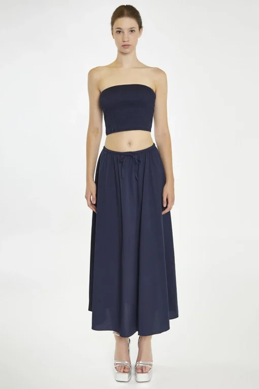 Glamorous Co-ords|Midi & Midaxi Skirts|Navy Floaty Midaxi-Skirt -