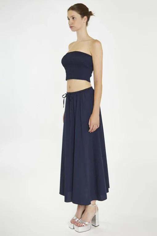 Glamorous Co-ords|Midi & Midaxi Skirts|Navy Floaty Midaxi-Skirt -