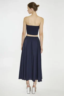Glamorous Co-ords|Navy Smocked Bandeau Crop-Top -