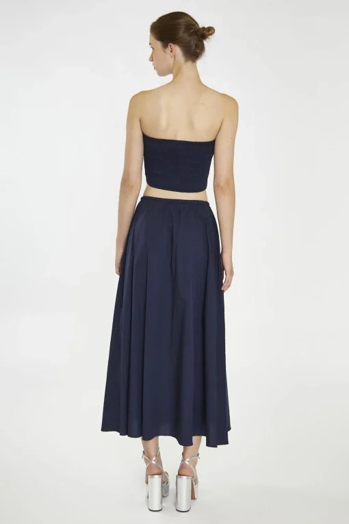 Glamorous Co-ords|Navy Smocked Bandeau Crop-Top -