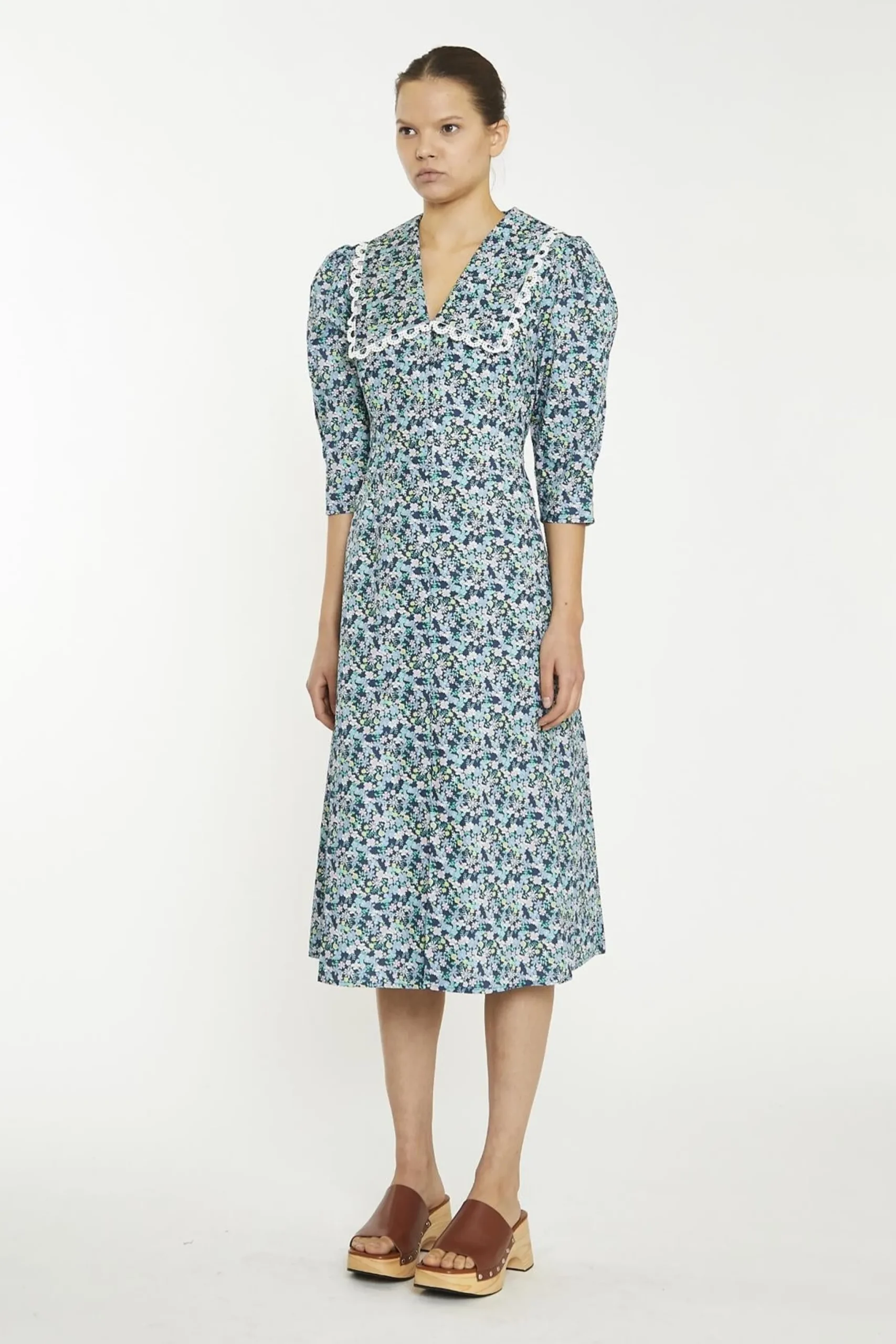 Glamorous Midi & Midaxi Dresses|Midi & Midaxi Dresses|Navy Vintage Floral Collared Midaxi-Dress -