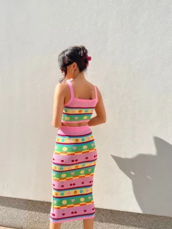 Glamorous Co-ords|Knitted Skirts|Novelty Stripe Knitted Midi Skirt -