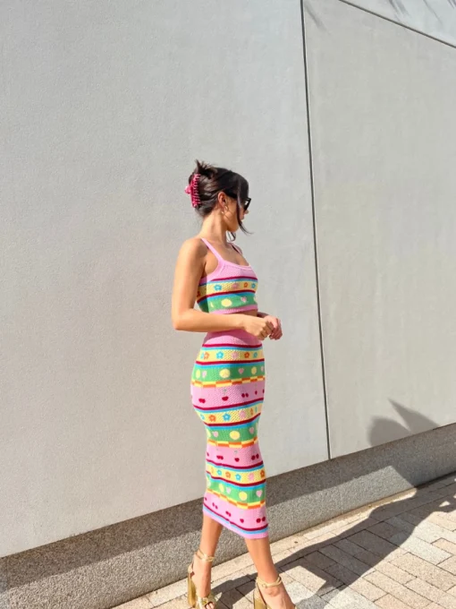 Glamorous Co-ords|Knitted Skirts|Novelty Stripe Knitted Midi Skirt -