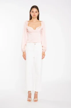 Glamorous Tops & T-shirts|Nude Peach Long-Sleeve Bust Seam Top -