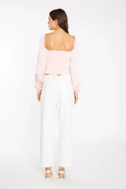 Glamorous Tops & T-shirts|Nude Peach Long-Sleeve Bust Seam Top -