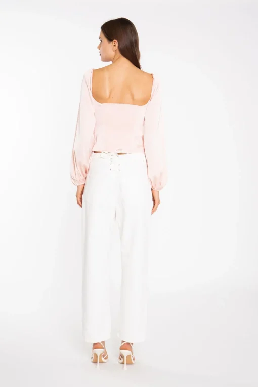 Glamorous Tops & T-shirts|Nude Peach Long-Sleeve Bust Seam Top -