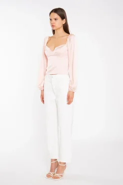 Glamorous Tops & T-shirts|Nude Peach Long-Sleeve Bust Seam Top -