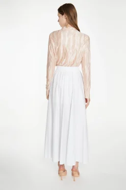 Glamorous Best Dressed Guest|Tops & T-shirts|Nude Plisse Long-Sleeve High-Neck Top -