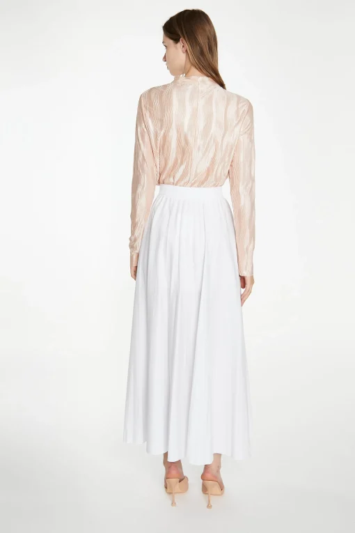 Glamorous Best Dressed Guest|Tops & T-shirts|Nude Plisse Long-Sleeve High-Neck Top -