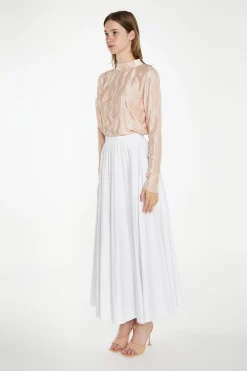 Glamorous Best Dressed Guest|Tops & T-shirts|Nude Plisse Long-Sleeve High-Neck Top -