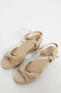 Glamorous Chic Escapes|Sandals|Nude Twist Front Wedge Sandals -