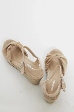 Glamorous Chic Escapes|Sandals|Nude Twist Front Wedge Sandals -
