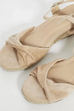 Glamorous Chic Escapes|Sandals|Nude Twist Front Wedge Sandals -