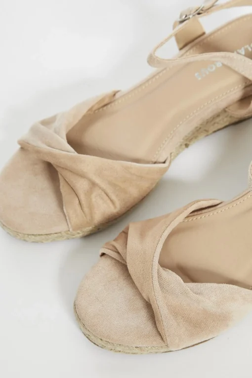 Glamorous Chic Escapes|Sandals|Nude Twist Front Wedge Sandals -