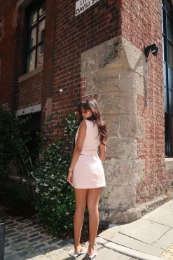 Glamorous Co-ords|Bottoms|Nude-Peach Straight Pencil Mini-Skirt -