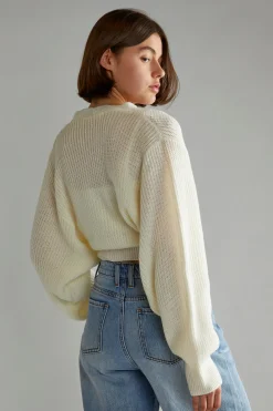 Glamorous Cardigans|Off White Button Front Cropped Cardigan -