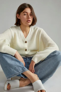 Glamorous Cardigans|Off White Button Front Cropped Cardigan -