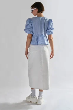 Glamorous Denim Skirts|Maxi Skirts|Off White Centre-Split Denim Maxi-Skirt -