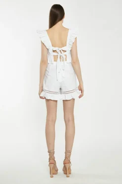 Glamorous Chic Escapes|Co-ords|Off White Lace-Trim Frill Shorts -