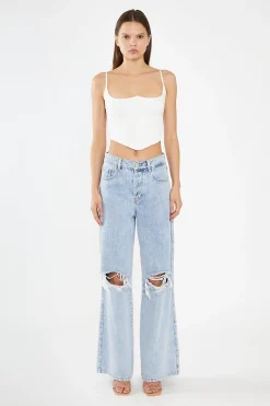 Glamorous Going Out Tops|Off White Lace-Up Back Crop-Top -