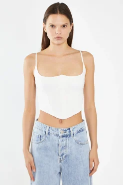 Glamorous Going Out Tops|Off White Lace-Up Back Crop-Top -