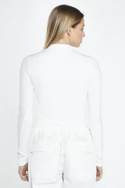Glamorous Crops, Corsets & Bodysuits|Off White Long-Sleeve Zip-Up Bodysuit -