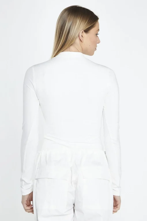 Glamorous Crops, Corsets & Bodysuits|Off White Long-Sleeve Zip-Up Bodysuit -